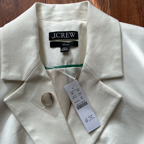 J.Crew Devon Blazer in Bi-stretch Cotton Blend Ivory Petite 00P NWT - Picture 4 of 8